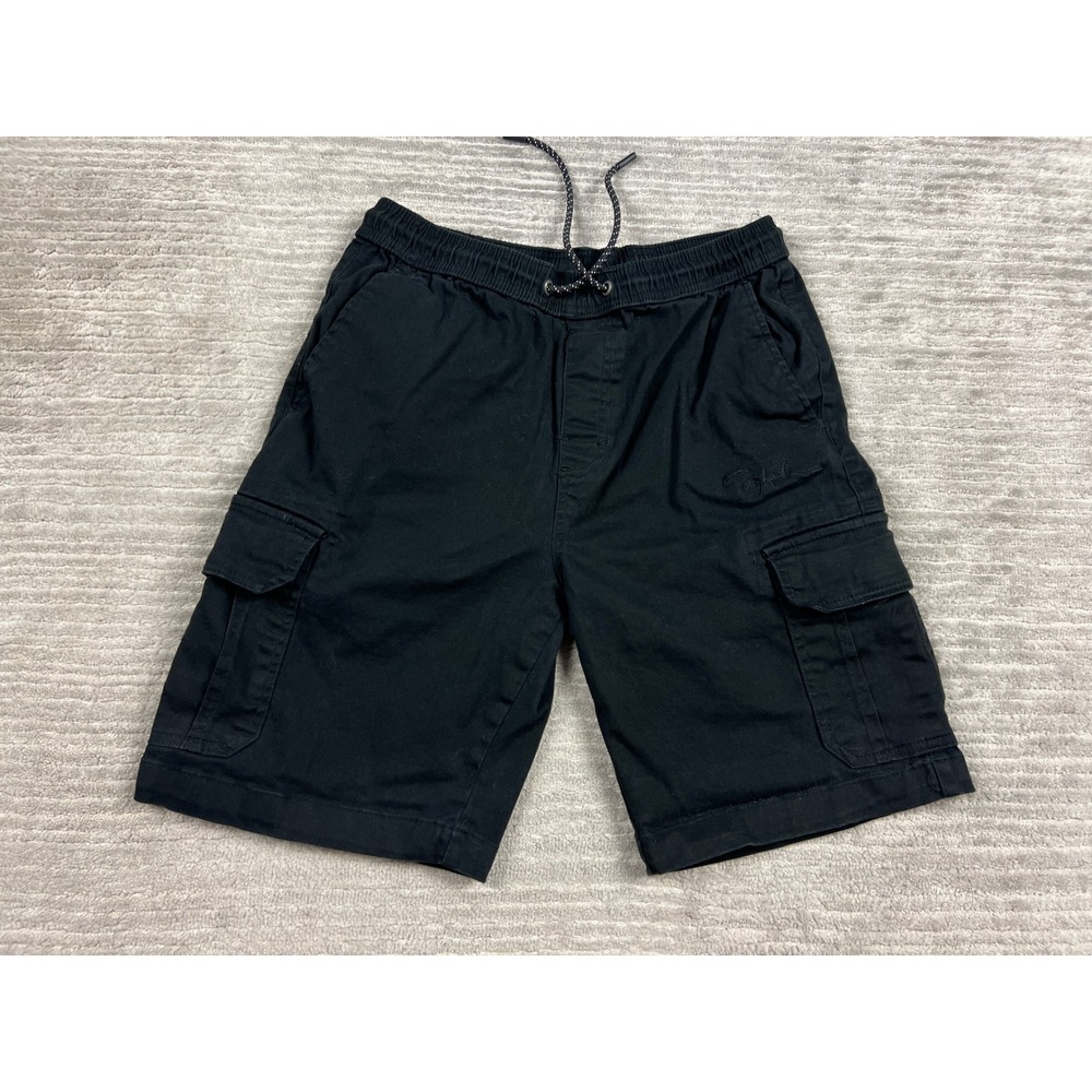 Tony Hawk Cargo Shorts Mens Small Black Elastic Waist Drawstring Skater HMS17188